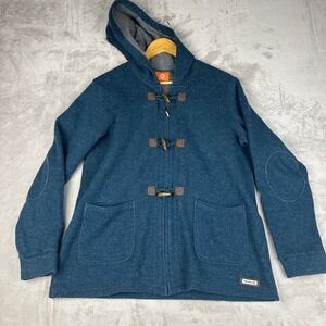 Merrell Sweater Jacket Womens Large Blue Hooded Toggle Preformix Hiking Shacket